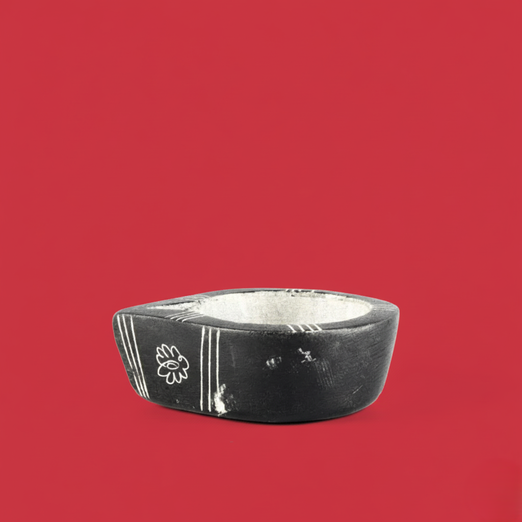 Soapstone Oil Lamp - Black Agal