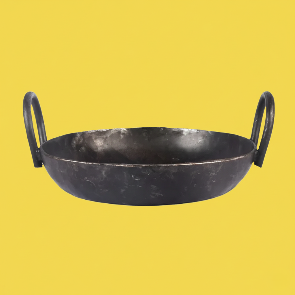 Iron Flat Bottom Kadai  Naturally Seasoned