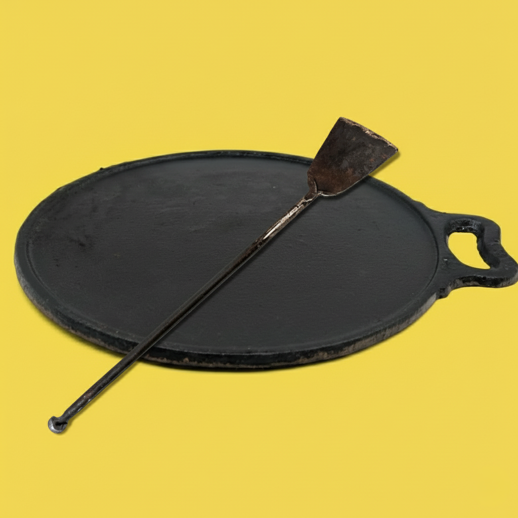 Cast Iron Dosa Tawa (11 Inch) + Iron Turner – Kitchen Combo Naturally Seasoned
