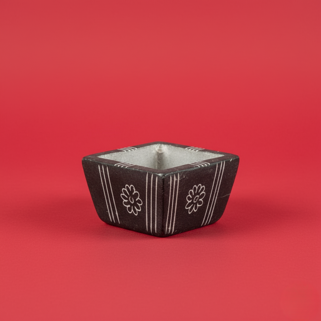 Soapstone Oil Lamp - Black Agal