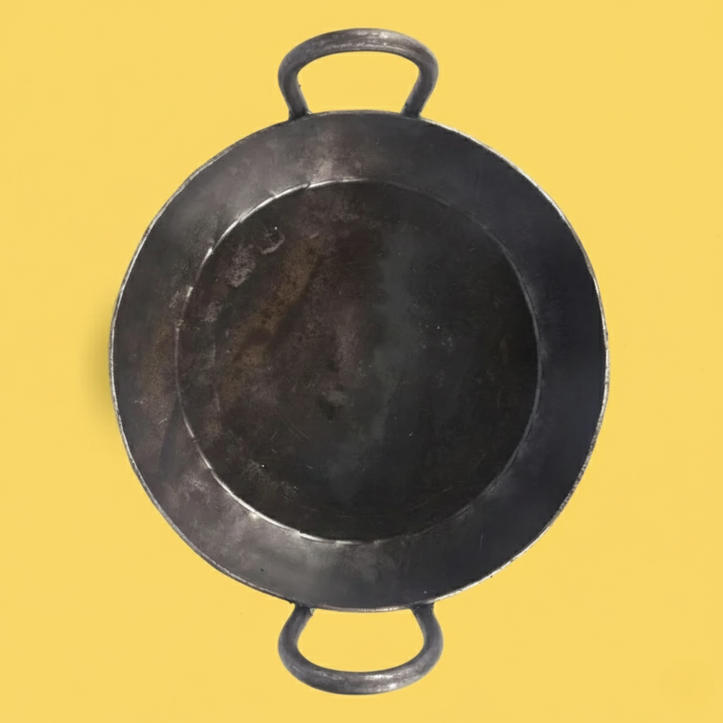 Iron Flat Bottom Kadai  Naturally Seasoned