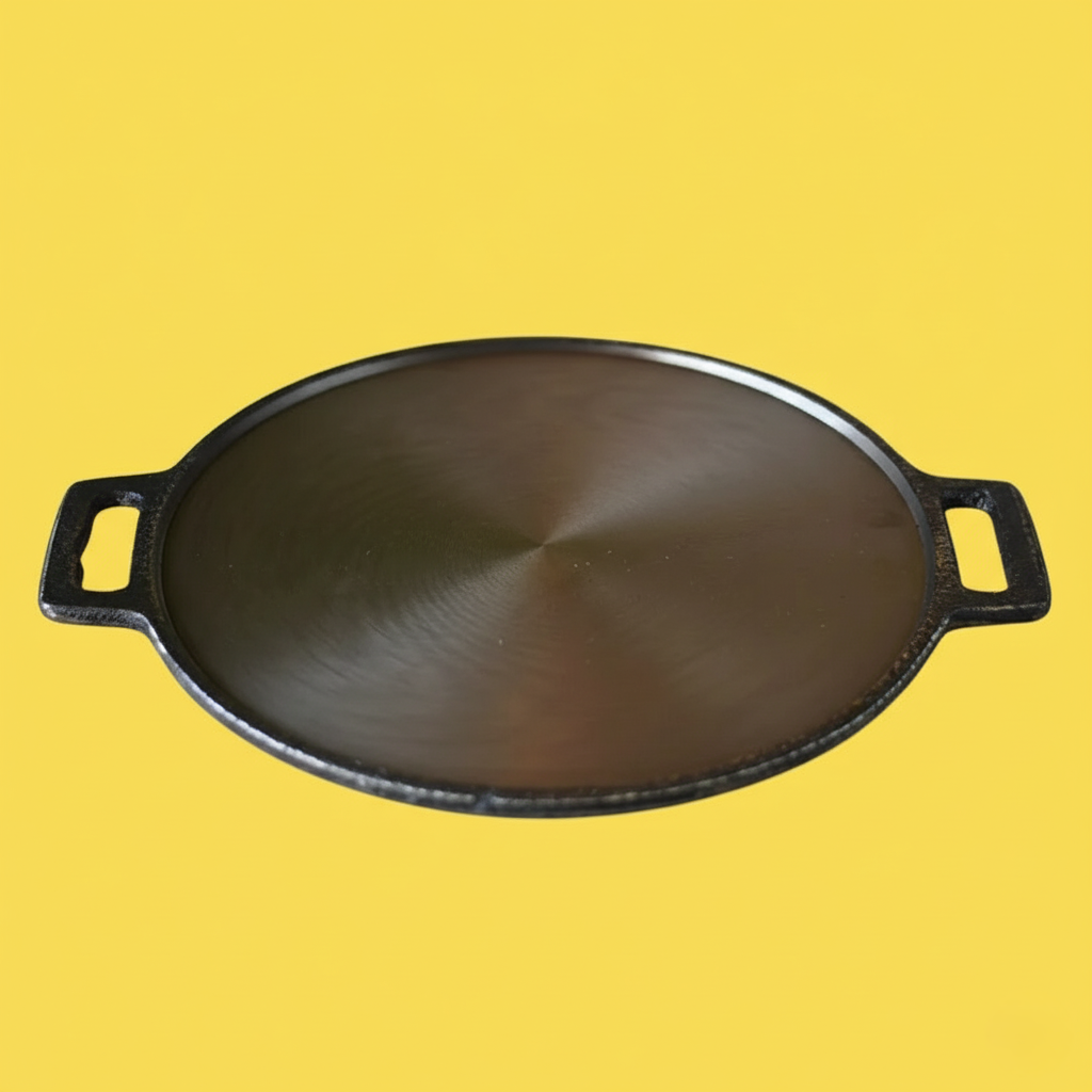 Double-Handled Seasoned Cast Iron Flat Dosa Tawa