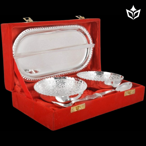 Silver Bowl Set with Red Velvet Gift Box