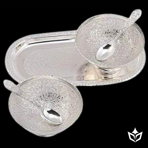 Silver Bowl Set with Red Velvet Gift Box